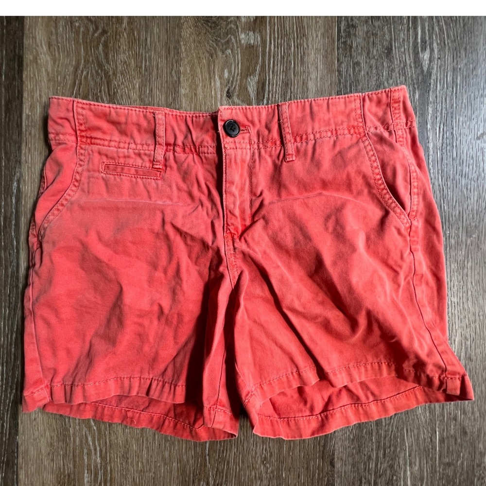 Merona Chino Shorts Womens 6 Coral‎ Pink Cotton Twill Mid Rise Casual Summer